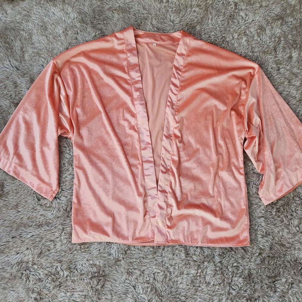 Unbranded‎ Pink Velour Kimono Cardigan Women's Size XL